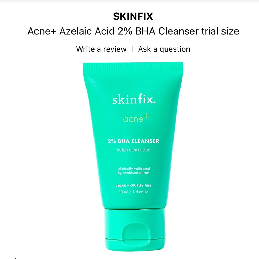 Pick 8/$50 Skinfix Acne+Azelaic Acid 2% BHA Cleanser🆕deluxe sample size